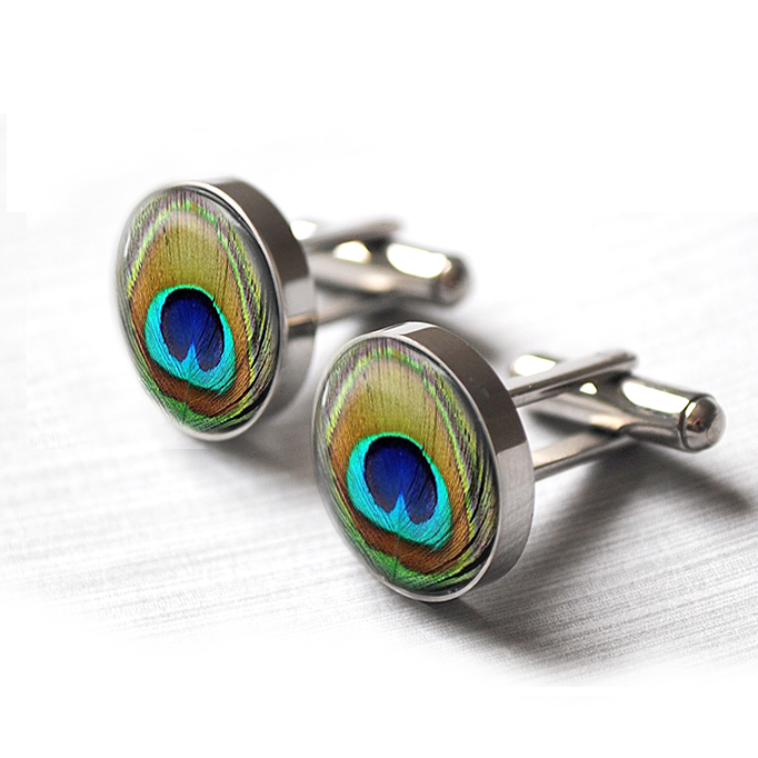 Peacock - 2024 silver cufflinks